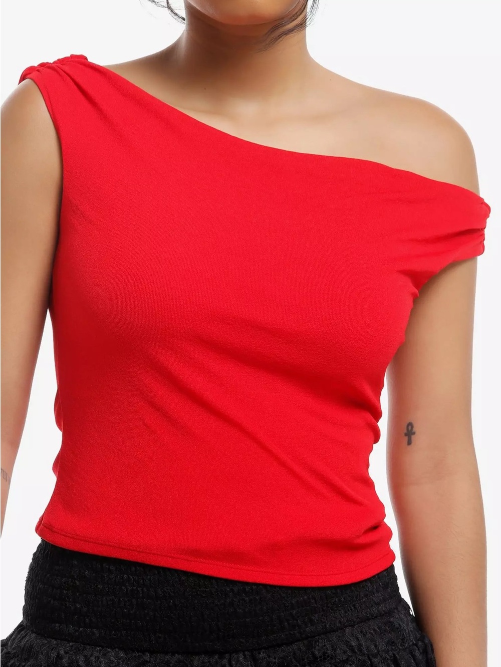 Women’s One-Shoulder Red Top